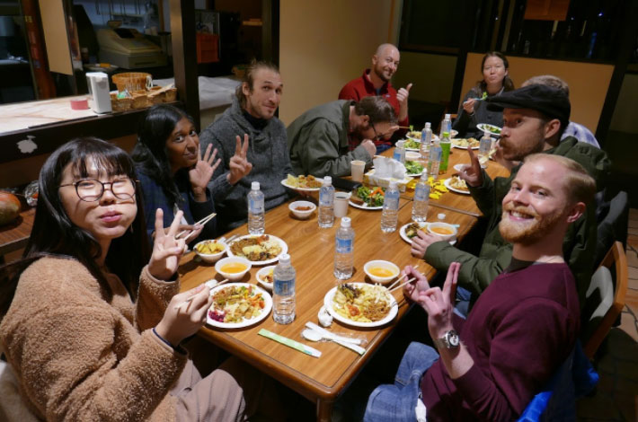 Members of Nagano AJET enjoying the Thanksgiving feast